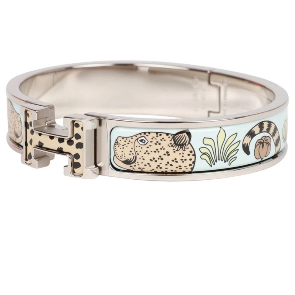 Hermès Les Leopards Clic Clac H Narrow Enamel Bracelet PM